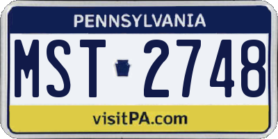 PA license plate MST2748
