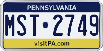 PA license plate MST2749