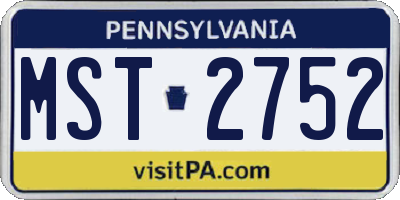 PA license plate MST2752