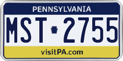 PA license plate MST2755