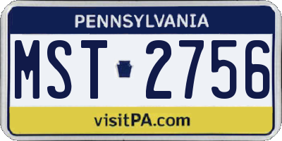 PA license plate MST2756