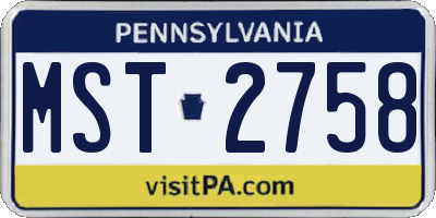 PA license plate MST2758