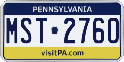 PA license plate MST2760
