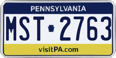 PA license plate MST2763