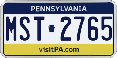 PA license plate MST2765