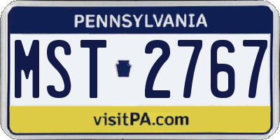 PA license plate MST2767