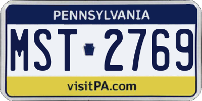 PA license plate MST2769