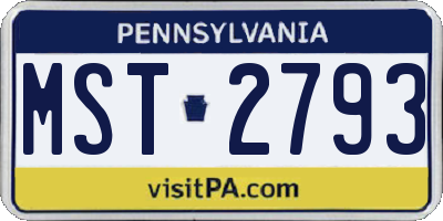 PA license plate MST2793