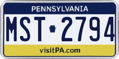 PA license plate MST2794