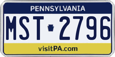 PA license plate MST2796