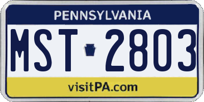 PA license plate MST2803