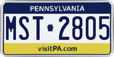 PA license plate MST2805
