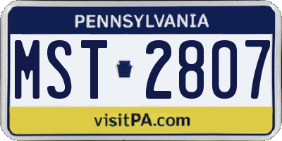 PA license plate MST2807