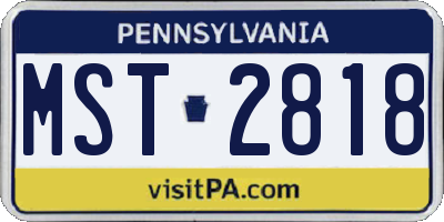 PA license plate MST2818