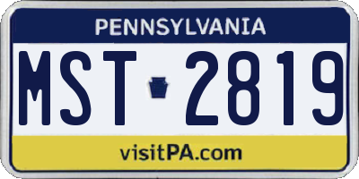 PA license plate MST2819