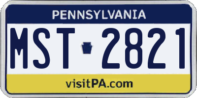 PA license plate MST2821