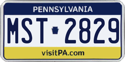 PA license plate MST2829