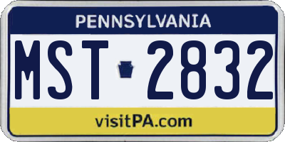 PA license plate MST2832