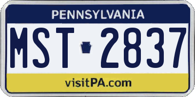 PA license plate MST2837