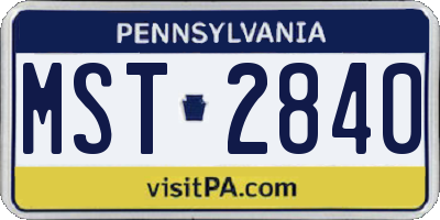 PA license plate MST2840