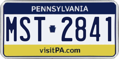 PA license plate MST2841