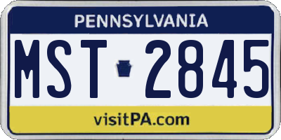 PA license plate MST2845