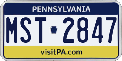 PA license plate MST2847
