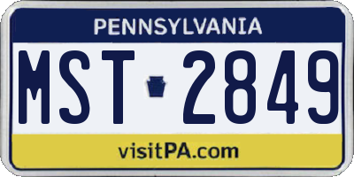 PA license plate MST2849