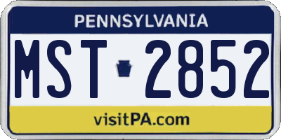 PA license plate MST2852