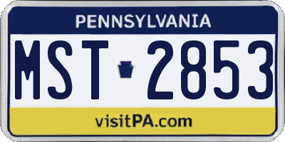 PA license plate MST2853