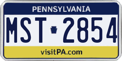 PA license plate MST2854