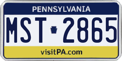 PA license plate MST2865