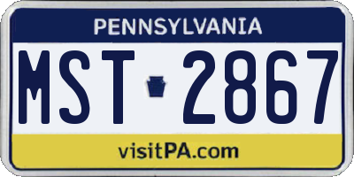 PA license plate MST2867