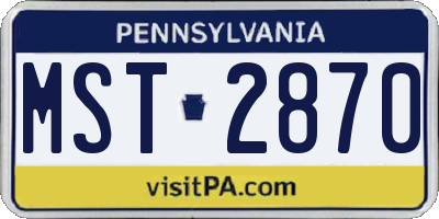 PA license plate MST2870