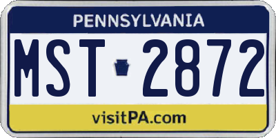 PA license plate MST2872