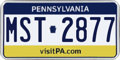 PA license plate MST2877