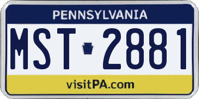 PA license plate MST2881