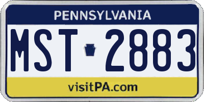 PA license plate MST2883
