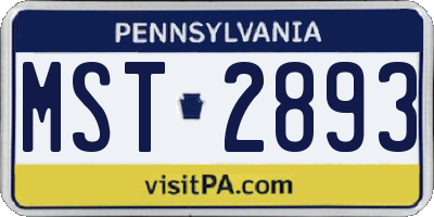 PA license plate MST2893