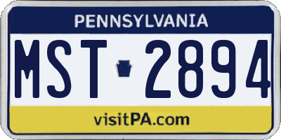 PA license plate MST2894