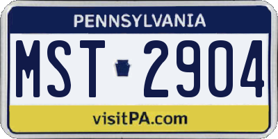 PA license plate MST2904