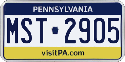 PA license plate MST2905