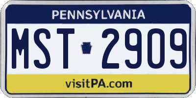 PA license plate MST2909