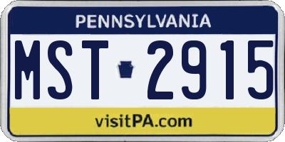 PA license plate MST2915