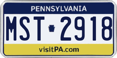 PA license plate MST2918