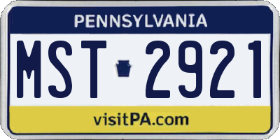 PA license plate MST2921