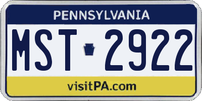 PA license plate MST2922