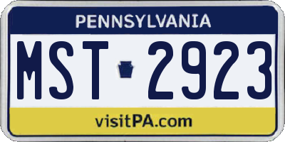 PA license plate MST2923