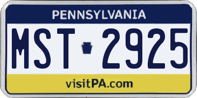 PA license plate MST2925