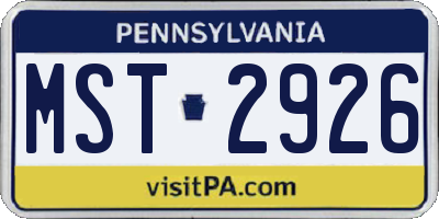 PA license plate MST2926